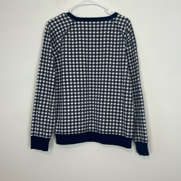 Draper James Natalie Sweatshirt in Navy Blue and White Gingham. Size Large. - Picture 9 of 14